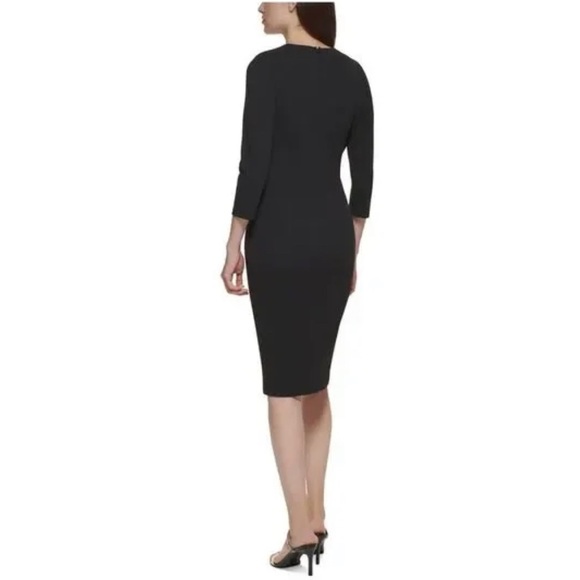 ⭐️ New Calvin Klein Fitted Cocktail Sheath Dress Black Size 12 - Picture 2 of 9